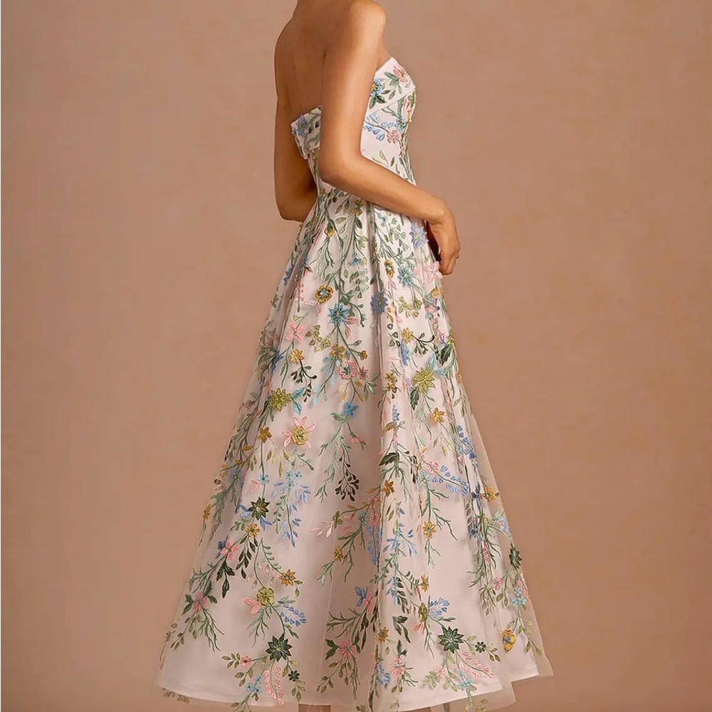 Azazie Evangeline Blush Pink Floral Embroidered Dress, style: 1070755 - Picture 5 of 14